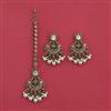 Antique Moti Earring Tikka with Mehndi Plating