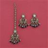 Antique Moti Earring Tikka with Mehndi Plating