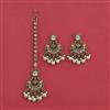 Antique Moti Earring Tikka with Mehndi Plating