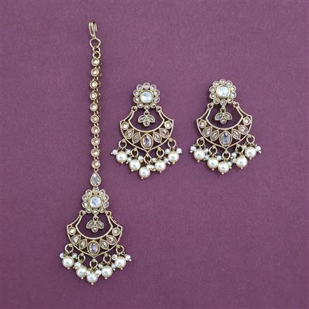 Antique Moti Earring Tikka with Mehndi Plating