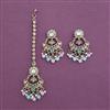 Antique Moti Earring Tikka with Mehndi Plating