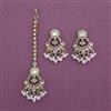 Antique Moti Earring Tikka with Mehndi Plating