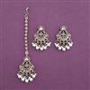 Antique Moti Earring Tikka with Mehndi Plating