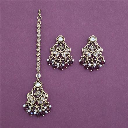 Antique Moti Earring Tikka with Mehndi Plating