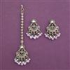 Antique Moti Earring Tikka with Mehndi Plating