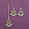 Antique Moti Earring Tikka with Mehndi Plating