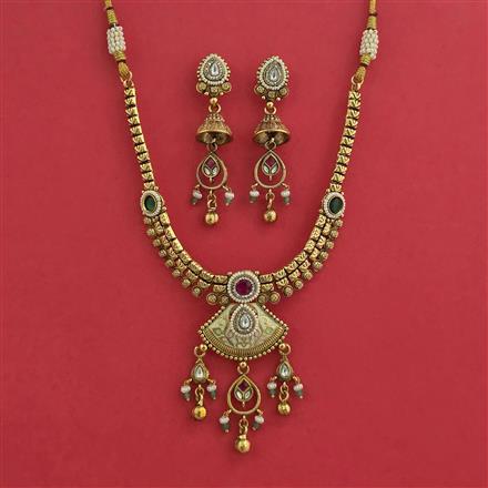 Antique Moti Necklace with Gold Plating