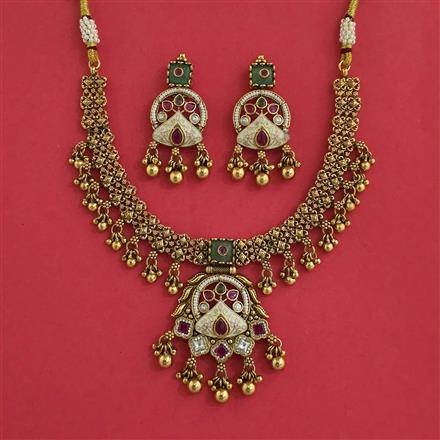 Antique Moti Necklace with Gold Plating