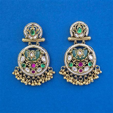 Antique Moti Earring with Matte Gold Plating