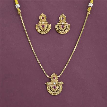 Antique Classic Pendant Set with Matte Gold Plating