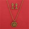 Antique Temple Pendant Set with Matte Gold Plating