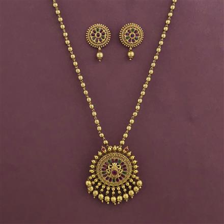 Antique Classic Pendant Set with Matte Gold Plating