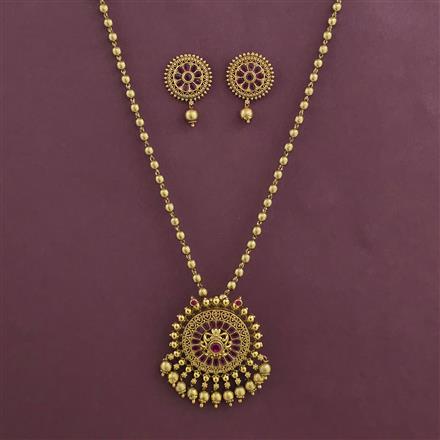 Antique Classic Pendant Set with Matte Gold Plating