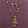 Antique Temple Pendant Set with Matte Gold Plating