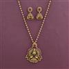 Antique Temple Pendant Set with Matte Gold Plating