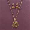 Antique Temple Pendant Set with Matte Gold Plating