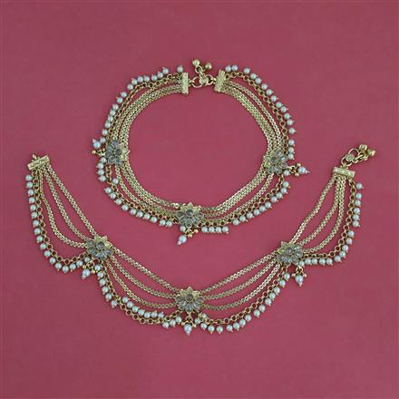 Antique Moti Payal with Gold Plating