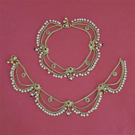 Antique Moti Payal with Gold Plating