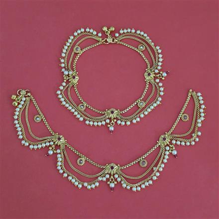 Antique Moti Payal with Gold Plating