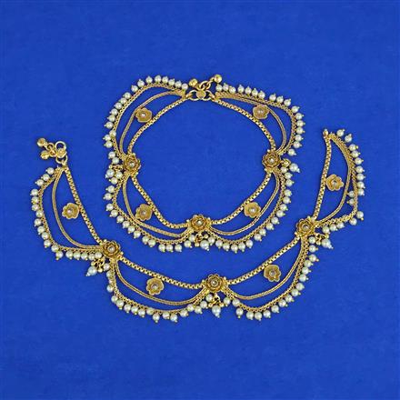 Antique Moti Payal with Gold Plating