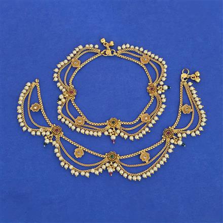 Antique Moti Payal with Gold Plating