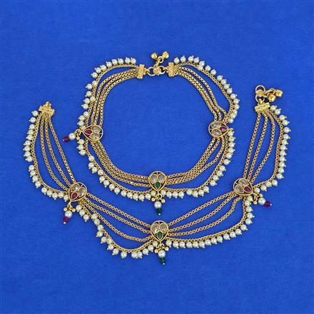 Antique Moti Payal with Gold Plating