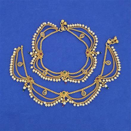 Antique Moti Payal with Gold Plating