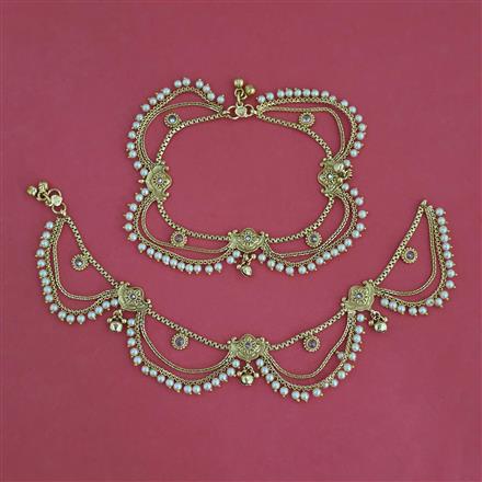 Antique Moti Payal with Gold Plating