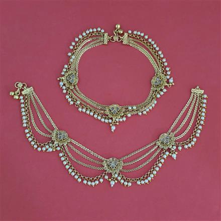 Antique Moti Payal with Gold Plating