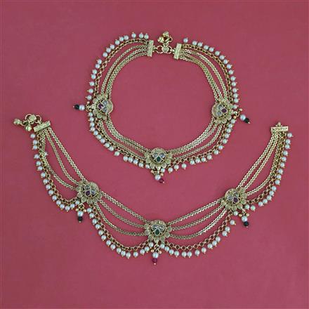 Antique Moti Payal with Gold Plating