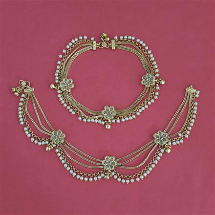 Antique Moti Payal with Gold Plating
