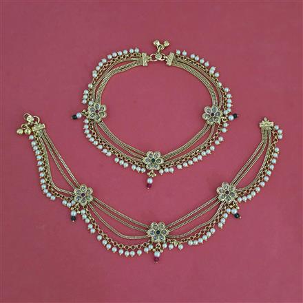 Antique Moti Payal with Gold Plating