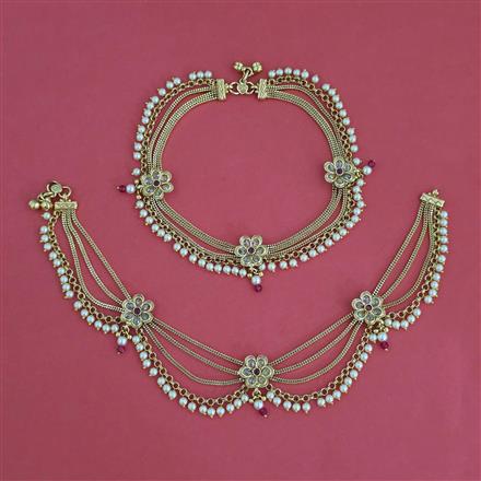 Antique Moti Payal with Gold Plating