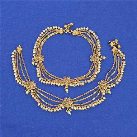 Antique Moti Payal with Gold Plating