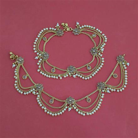 Antique Moti Payal with Gold Plating
