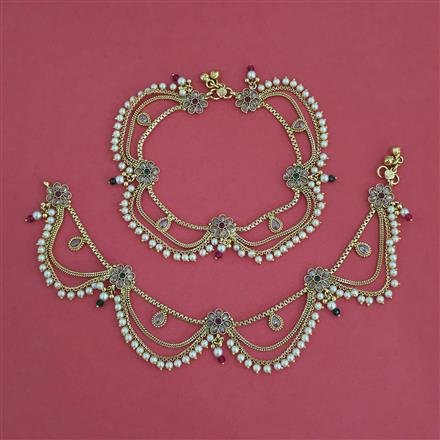 Antique Moti Payal with Gold Plating