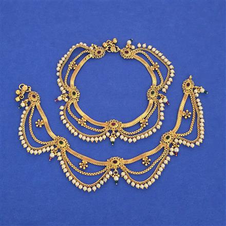 Antique Moti Payal with Gold Plating