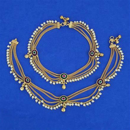 Antique Moti Payal with Gold Plating