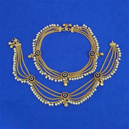 Antique Moti Payal with Gold Plating