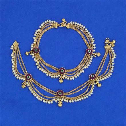 Antique Moti Payal with Gold Plating