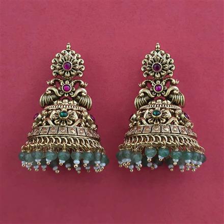 Antique Jhumki with Matte Gold Plating