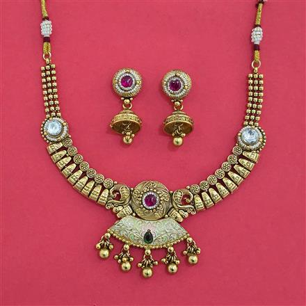 Antique Classic Necklace with Matte Gold Plating