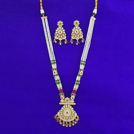 Antique Moti Pendant Set with Matte Gold Plating