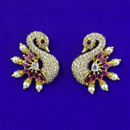 Antique Peacock Earring with Matte Gold Plating