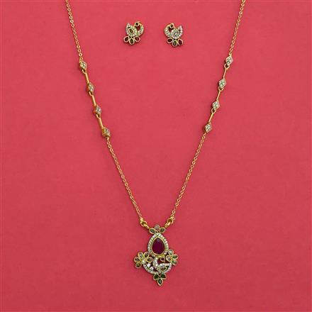 Antique Long Necklace with Matte Gold Plating