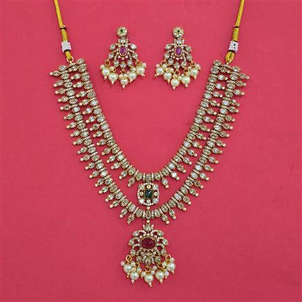 Antique Moti Necklace with Matte Gold Plating