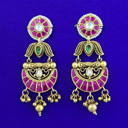 Antique Moti Earring with Matte Gold Plating