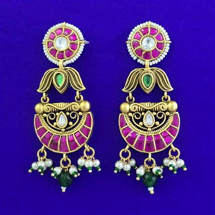 Antique Moti Earring with Matte Gold Plating