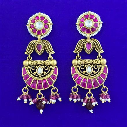 Antique Moti Earring with Matte Gold Plating