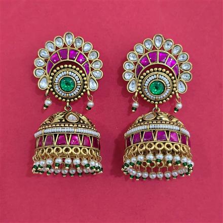 Antique Jhumki with Matte Gold Plating